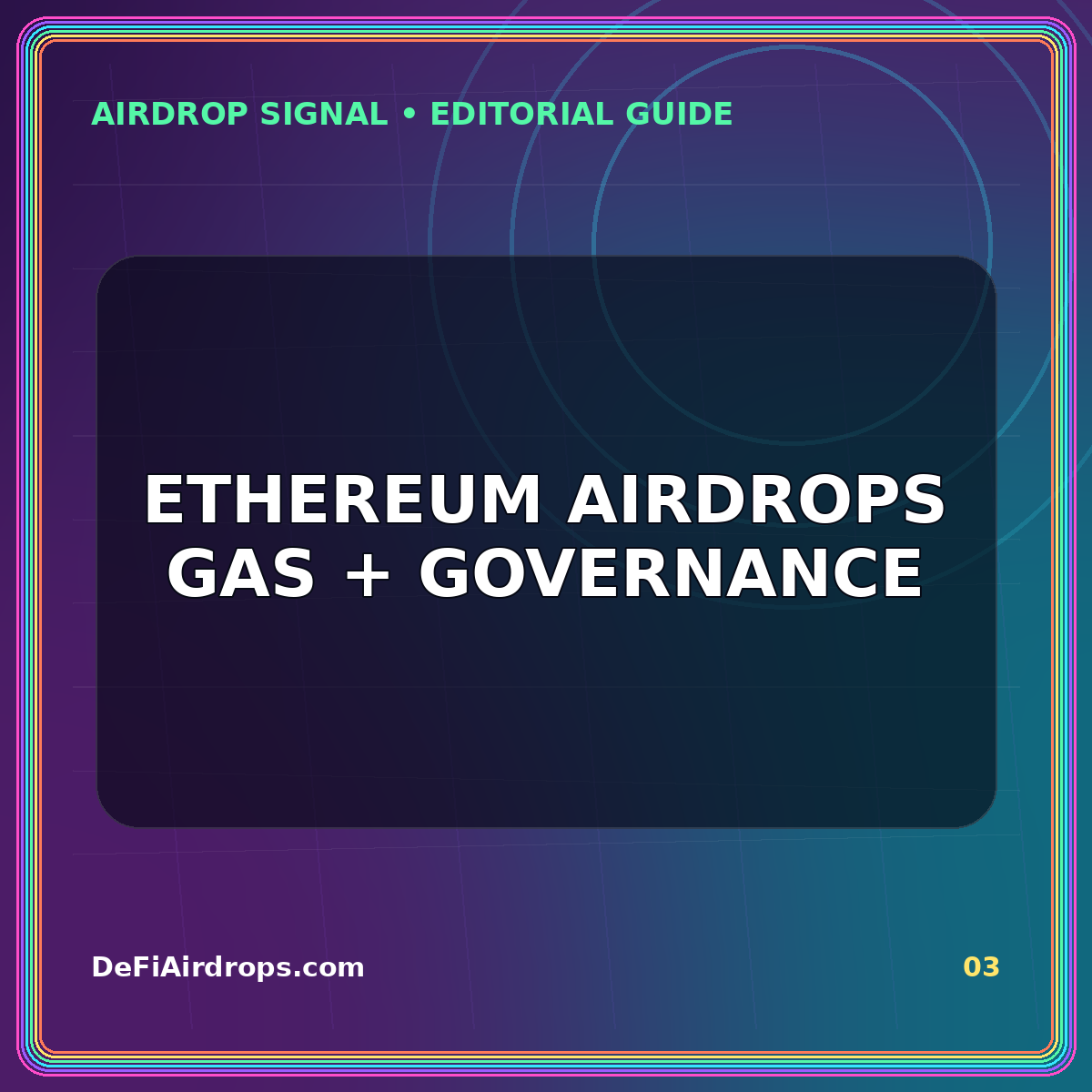 Neon editorial card for Ethereum Airdrops