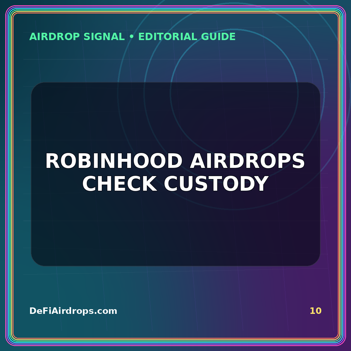 Neon editorial card for Robinhood and Exchange Airdrops